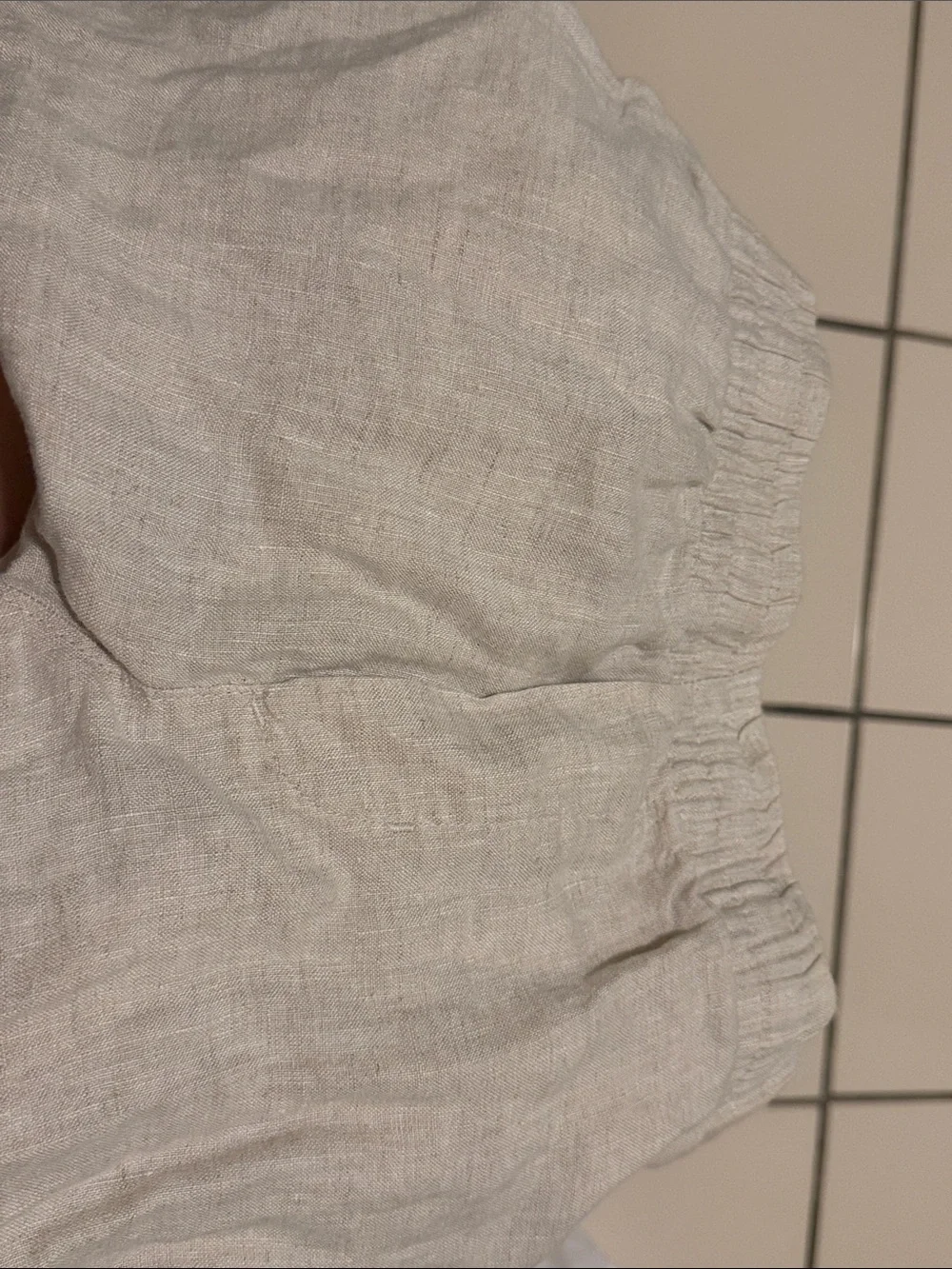 H&M Light Gray Linen-Blend Drawstring Chinos